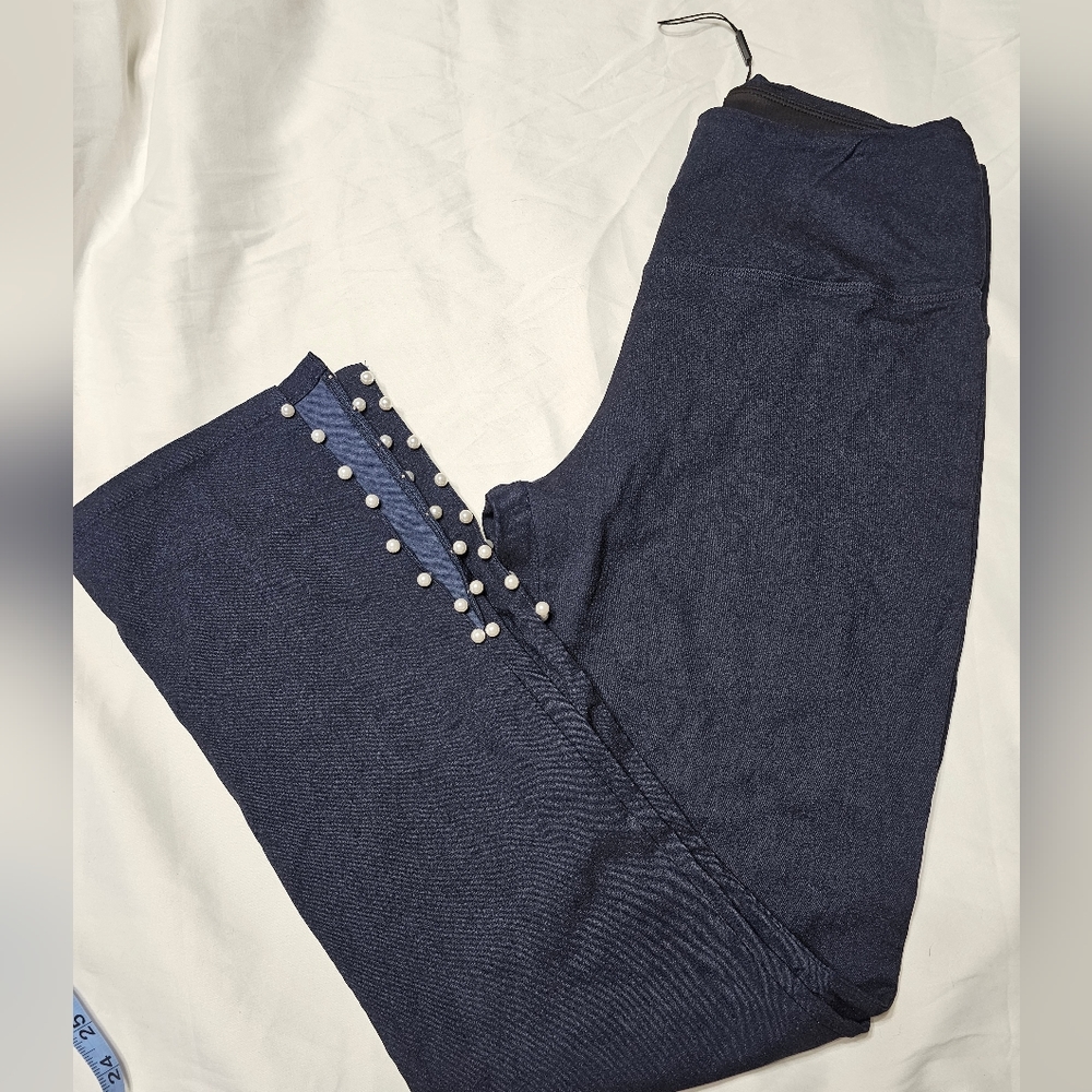 Athena Marie Navy slit pants tummy control with pearl details size Medium